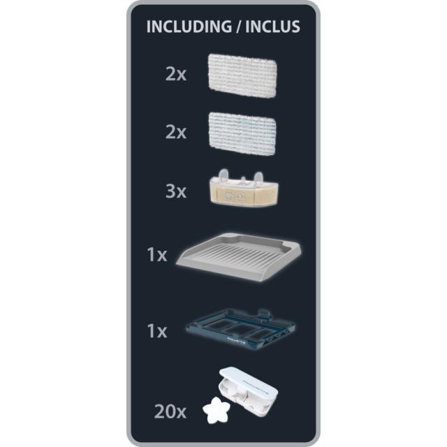 Парочистачка ROWENTA RY7777WH CLEAN&STEAM REVOLUTION GREEN, Microfiber pads 2 'All floors' & 2 'Hard Spot', Water filtration cartridge x3, Essential oilchips x20, Carpetglider