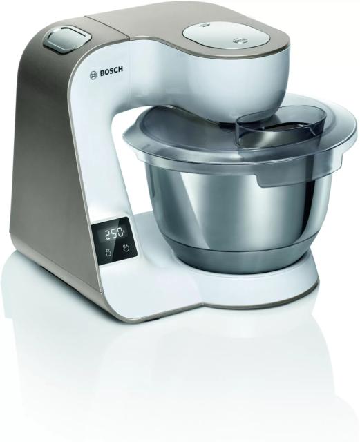 Кухненски робот Bosch MUM5XW40, Compact Kitchen Machine, MUM5 scale, 3D Planetary Mixing, 1000 W, add. Meat grinder, Citrus press,White - champagne