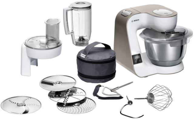 Кухненски робот Bosch MUM5XW20, Compact Kitchen Machine, MUM5 scale, 3D Planetary Mixing, 1000 W, White - champagne