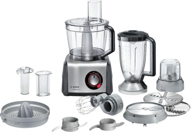 Кухненски робот BOSCH MC812M844, Food processor, MultiTalent 8, 1250 W, add.Tritan blender, Citrus press, Dough Tool, Whisk, Black -Brushed stainless steel