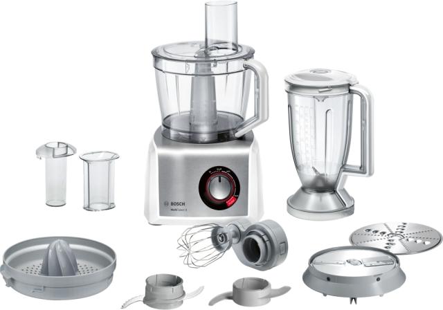 Кухненски робот BOSCH MC812S820, Food processor, MultiTalent 8, 1250 W, add.Tritan blender, Citrus press, Dough Tool, Whisk, White - Brushed stainless steel