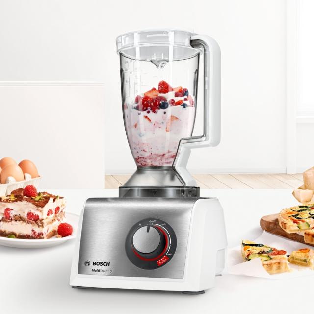 Кухненски робот BOSCH MC812S820, Food processor, MultiTalent 8, 1250 W, add.Tritan blender, Citrus press, Dough Tool, Whisk, White - Brushed stainless steel