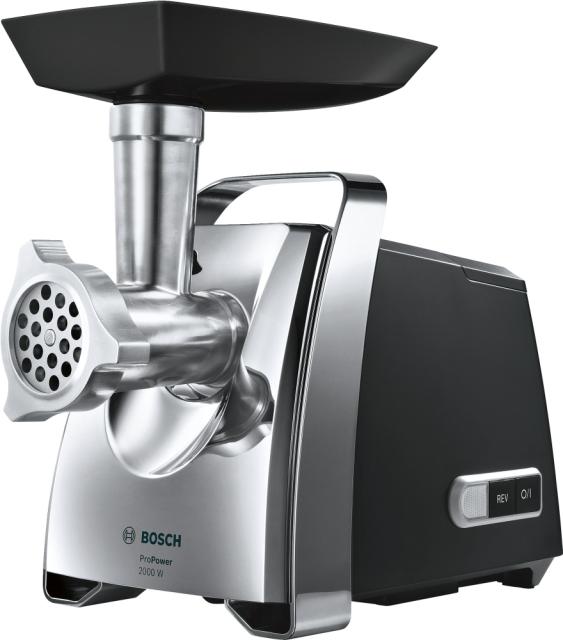Месомелачка Bosch MFW67440, Meat mincer, ProPower, 700 W - 2000W, Discs: 3 / 4,8 / 8 mm, Sausage attachment, Kebbe attachment, Out: 3.5kg/min, Black
