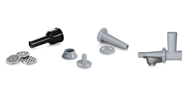 Месомелачка Bosch MFW67450, Meat mincer ProPower, 700W - 2000W, Discs: 3 / 4,8 / 8 mm; Sausage attachment; Attachment for kibbutz / meatballs; Fruit pressing attachment; Out: 3.5kg/min, Black