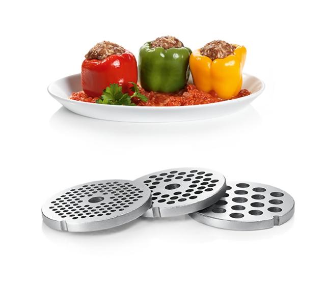 Месомелачка Bosch MFW67450, Meat mincer ProPower, 700W - 2000W, Discs: 3 / 4,8 / 8 mm; Sausage attachment; Attachment for kibbutz / meatballs; Fruit pressing attachment; Out: 3.5kg/min, Black