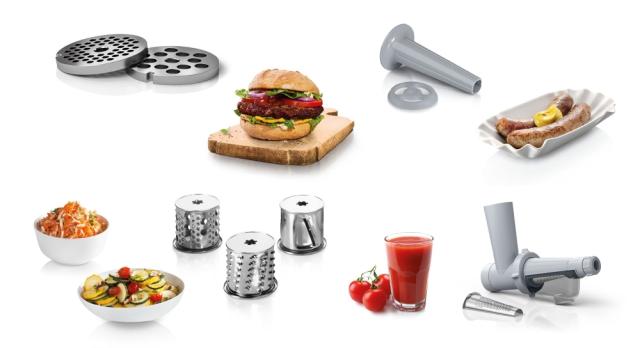 Месомелачка Bosch MFW2517W Meat mincer SmartPower; 350W - 1500W; Discs: 3.8/ 8 mm, Sausage attachment; Shredding nozzle, 3 tanks; Fruit pressing attachment; Out: 1.7kg/min; White 