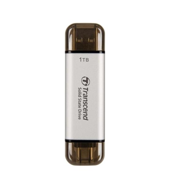 Твърд диск Transcend 1TB, External SSD, ESD310S, USB 10Gbps, Type C/A, Silver