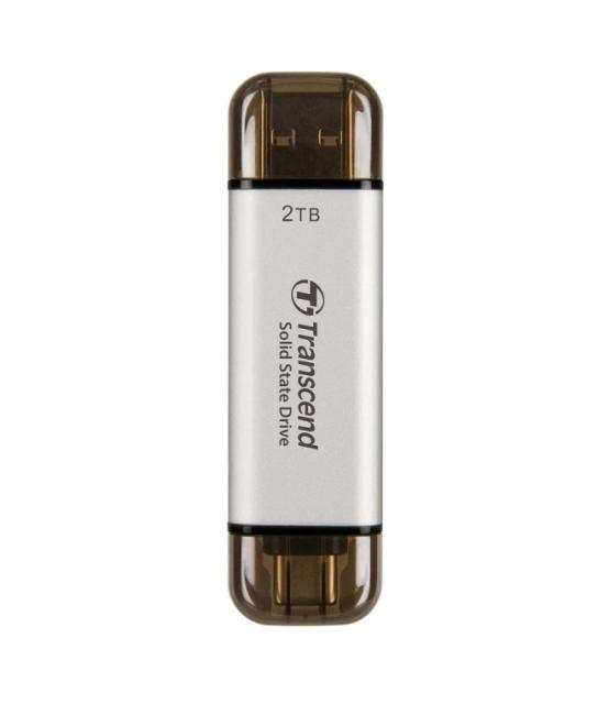 Твърд диск Transcend 2TB, External SSD, ESD310S, USB 10Gbps, Type C/A, Silver
