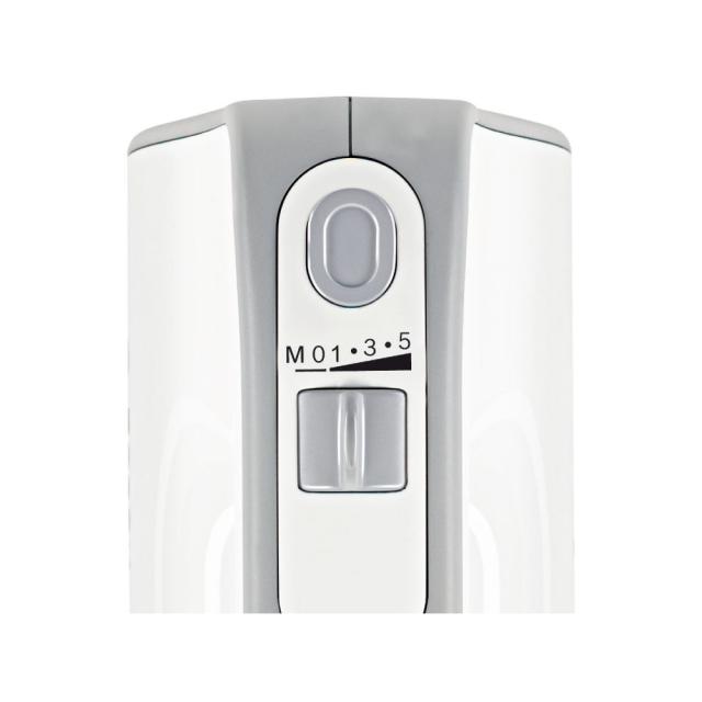 Миксер Bosch MFQ4070, Hand mixer, Styline, 500 W, White, with innovative FineCreamer stirrers,  Included blender & transparent jug, 5 speed settings, additional pulse/turbo setting, white