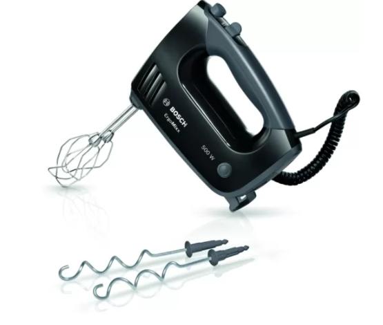 Миксер Bosch MFQ3650X, Hand mixer, 500 W, Extension cable, 5 speed settings, additional pulse/turbo setting, Black