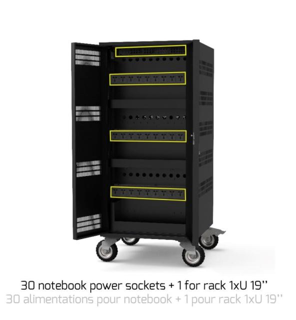 Зарядна станция PORT charging cabinet 30 notebooks + rack 19'' - 1 u