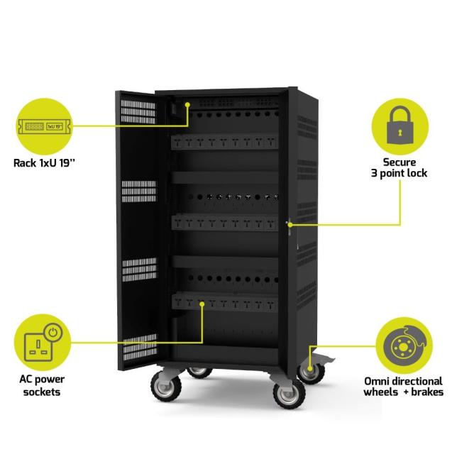 Зарядна станция PORT charging cabinet 30 notebooks + rack 19'' - 1 u