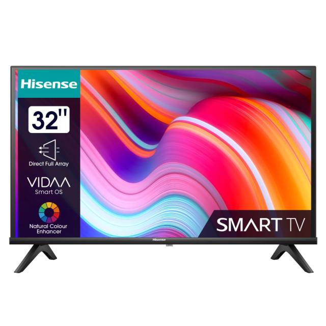 Телевизор Hisense 32" A4K, HD 1366x768, DLED, HDR, HLG, Dolby Audio, DTS Virtual X, Smart TV, WiFi, WiFi Direct, BT, Anyview Cast, 2xHDMI, 2xUSB, LAN, CI+, DVB-T2/C/S2, Black