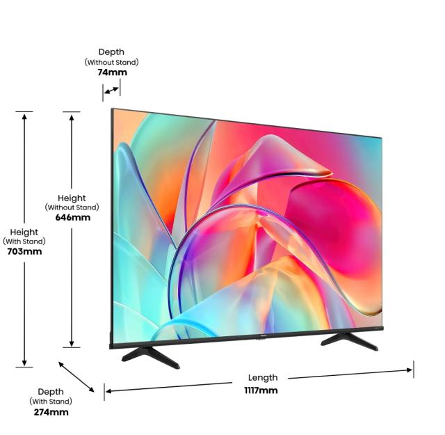 Телевизор Hisense 50" E7KQ, 4K Ultra HD 3840x2160, QLED, Quantum Dot, HDR 10+, HLG, Dolby Vision, DTS Virtual X, Smart TV, WiFi 5GHz, WiFi Direct, BT, Anyview Cast, 3xHDMI, 2xUSB, LAN, CI+, DVB-T2/C/S2, Black