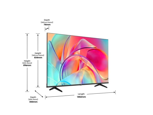 Телевизор Hisense 65" E7KQ, 4K Ultra HD 3840x2160, QLED, Quantum Dot, HDR 10+, HLG, Dolby Vision, DTS Virtual X, Smart TV, WiFi 5GHz, WiFi Direct, BT, Anyview Cast, 3xHDMI, 2xUSB, LAN, CI+, DVB-T2/C/S2, Black