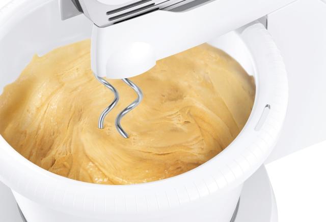 Миксер Bosch MFQ2600G, Hand mixer, 375 W, Stand with automatic rotating bowl, 4 speed settings, additional pulse/turbo setting, white