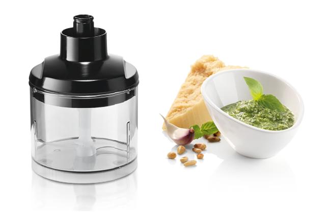 Пасатор Bosch MS8CM6190, Blender, MaxoMixx, 1000 W,  Included food processor for cutting, shredding, slicing and even kneading dough, transparent jug, chopper, stirrer and separate knife for crushing ice,  Stainless steel