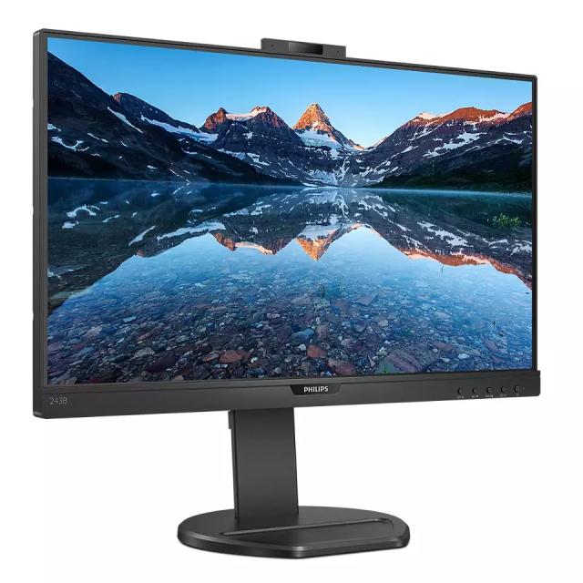 Монитор Philips 243B9H, 23.8" IPS WLED, 1920x1080@75Hz, 4ms GtG, 250cd/m2, 1000:1, DCR 50M:1, Adaptive Sync, FlickerFree, Low Blue Mode, 2Wx2, 2.0MP FHD Cam with mic, Tilt, Height Adjust, Pivot, Swivel, D-SUB, HDMI, DP, USB hub+Philips Smart Bottle