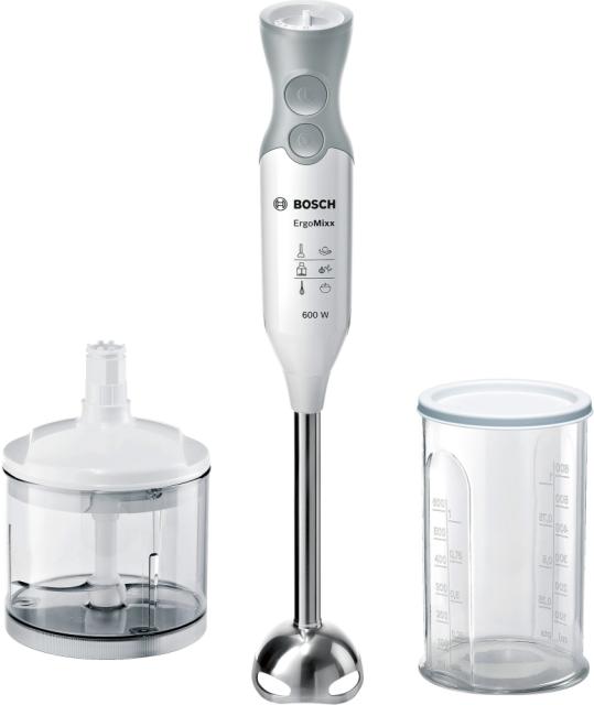 Пасатор Bosch MSM66120, Blender, ErgoMixx, 600 W, Included transparent jug & chopper, White