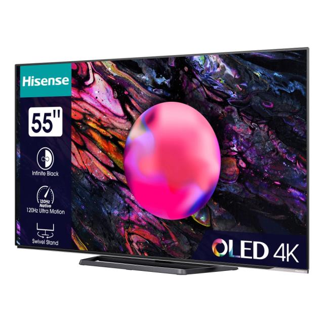 Телевизор Hisense 55" A85K, 4K Ultra HD 3840x2160, OLED, 120Hz, IPS, HDR 10+, HLG, Dolby Vision IQ, Dolby Atmos, Smart TV, WiFi 6E, WiFi Direct, BT, Anyview Cast, 4xHDMI, 2xUSB, LAN, CI+, DVB-T2/C/S2, Black