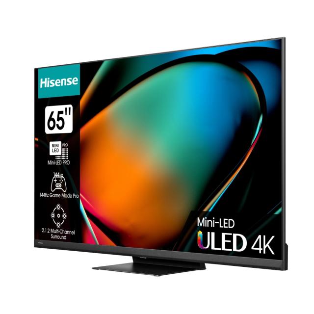 Телевизор Hisense 65" U8KQ, 4K Ultra HD 3840x2160, ULED Pro, FALD, Quantum Dot, 144Hz, IPS, HDR 10+, HLG, Dolby Vision IQ, Dolby Atmos, Smart TV, WiFi 5GHz, WiFi Direct, BT, Anyview Cast, 4xHDMI, 2xUSB, LAN, CI+, DVB-T2/C/S2, Black