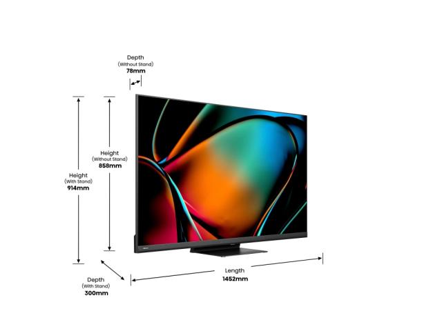 Телевизор Hisense 65" U8KQ, 4K Ultra HD 3840x2160, ULED Pro, FALD, Quantum Dot, 144Hz, IPS, HDR 10+, HLG, Dolby Vision IQ, Dolby Atmos, Smart TV, WiFi 5GHz, WiFi Direct, BT, Anyview Cast, 4xHDMI, 2xUSB, LAN, CI+, DVB-T2/C/S2, Black