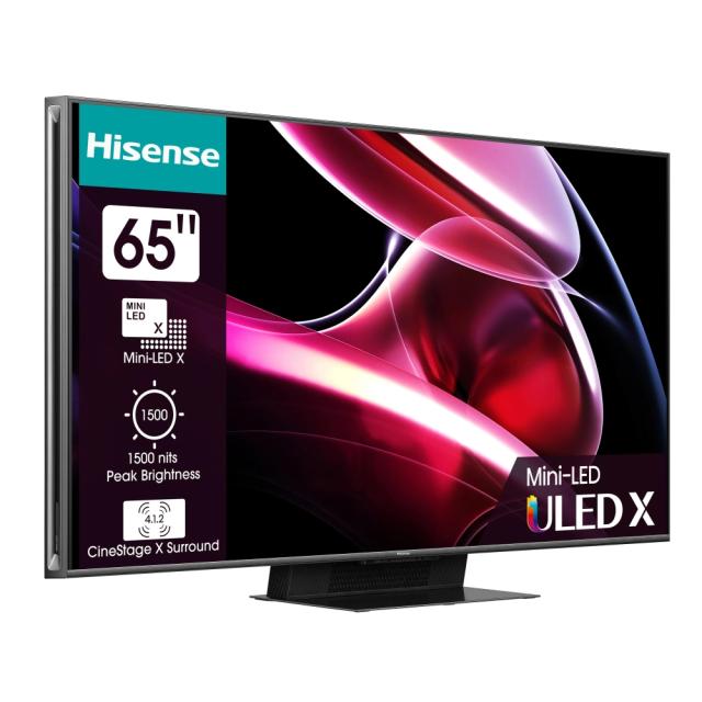 Телевизор Hisense 65" UXKQ, 4K Ultra HD 3840x2160, ULED X, FALD, Quantum Dot, 144Hz, IPS, HDR 10+, HLG, Dolby Vision IQ, Dolby Atmos, Smart TV, WiFi 6E, WiFi Direct, BT, Anyview Cast, 4xHDMI, 2xUSB, LAN, CI+, DVB-T2/C/S2, Black