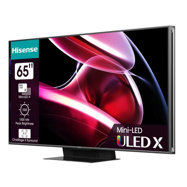 Телевизор Hisense 65" UXKQ, 4K Ultra HD 3840x2160, ULED X, FALD, Quantum Dot, 144Hz, IPS, HDR 10+, HLG, Dolby Vision IQ, Dolby Atmos, Smart TV, WiFi 6E, WiFi Direct, BT, Anyview Cast, 4xHDMI, 2xUSB, LAN, CI+, DVB-T2/C/S2, Black