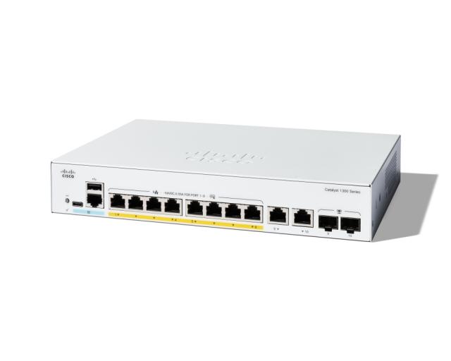 Комутатор Cisco Catalyst 1300 8-port GE, PoE, Ext PS, 2x1G Combo