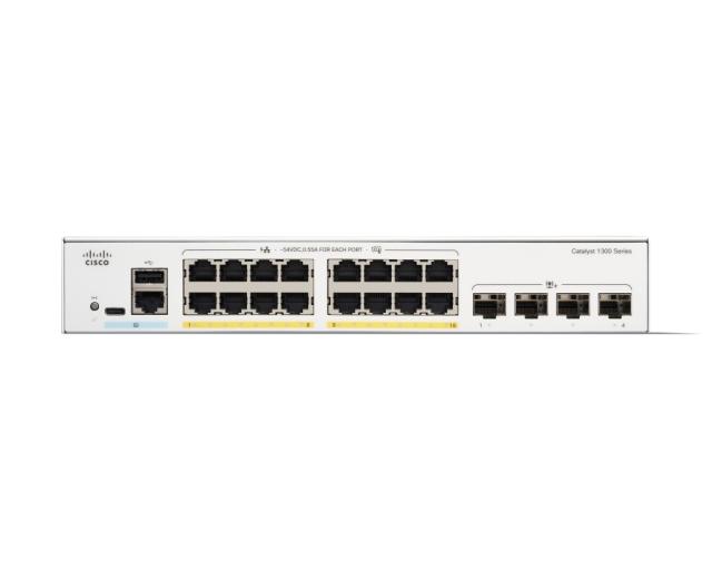 Комутатор Cisco Catalyst 1300 16-port GE, PoE, 4x10G SFP+
