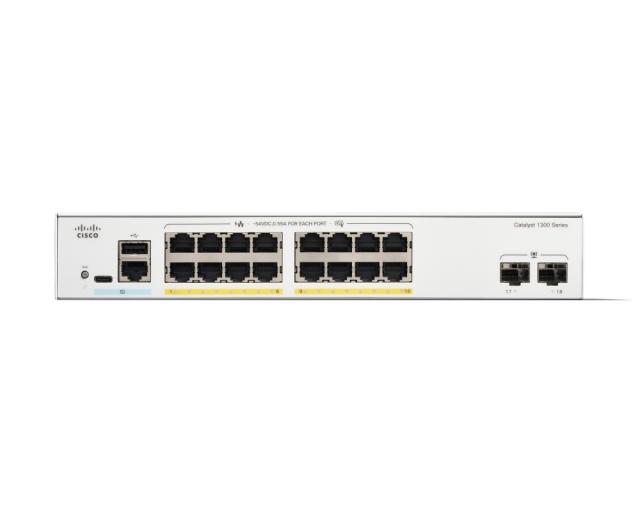 Комутатор Cisco Catalyst 1300 16-port GE, Full PoE, 2x1G SFP