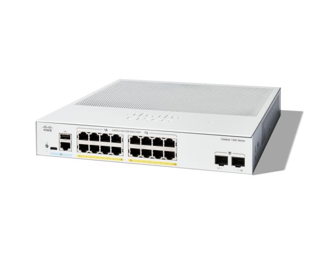 Комутатор Cisco Catalyst 1300 16-port GE, Full PoE, 2x1G SFP