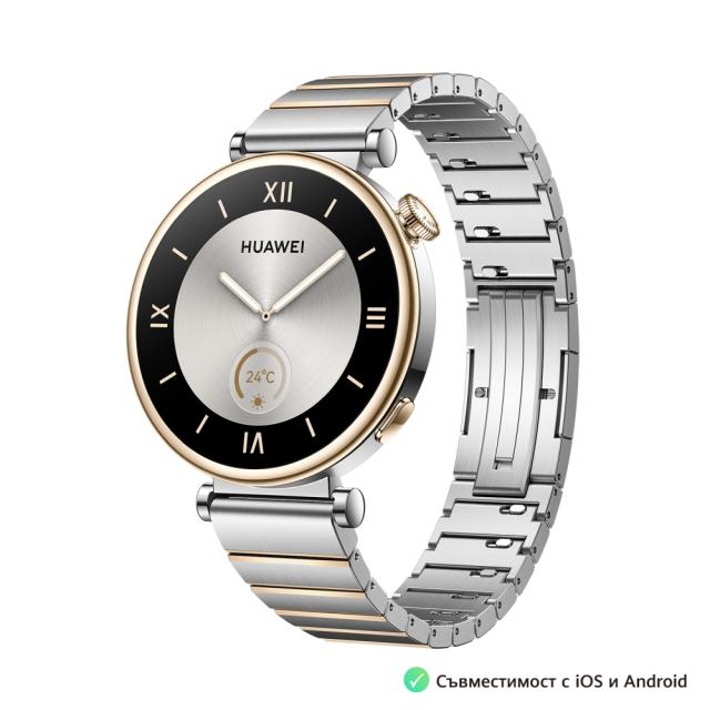 Часовник Huawei GT4 Aurora-B19T (Female), Inter-gold stainless + Huawei FreeBuds SE 2 ULC-CT010