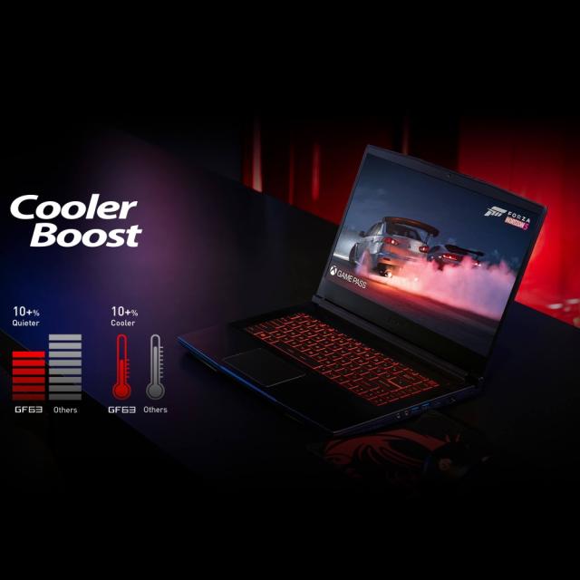 Лаптоп MSI Thin GF63 12VE, i5-12450H (8C/12T up to 4.40 GHz, 12 MB), 15.6" FHD (1920x1080) AG, 144Hz, IPS-Level, 16GB DDR4 (1x16 3200MHz), 512GB NVMe PCIe SSD Gen4x4, RTX 4050 6GB GDDR6, 1x 2.5" FREE, WiFi 6E, 3 cell, 52.4Whr, 84 key Red Backlit KBD,