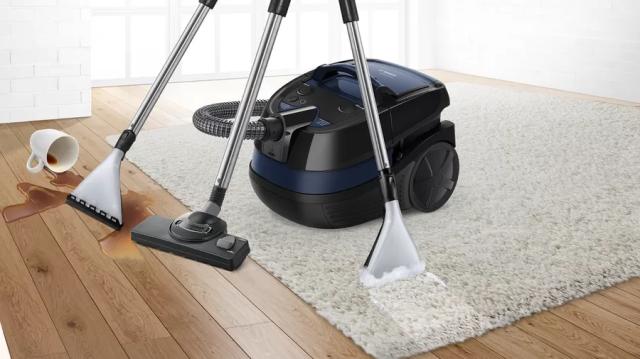 Перяща прахосмукачка Bosch BWD41700 Series 4, 3in1 Vacuum cleaner for wet and dry cleaning, 1700 W motor, 3.5 l bag, PureAir hygiene filter, Blue