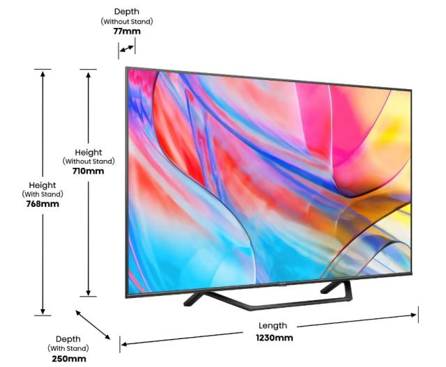 Телевизор Hisense 55" A7GQ, 4K Ultra HD 3840x2160, QLED, FALD,  Quantum Dot, HDR 10+, HLG, Dolby Vision, Dolby Atmos, Smart TV, WiFi 5GHz, WiFi Direct, BT, Anyview Cast,  3xHDMI, 2xUSB, LAN, CI+, DVB-T2/C/S2, Dark Grey