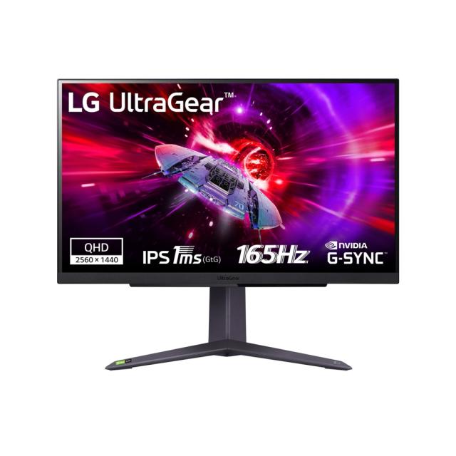Монитор LG 27GR75Q-B, 27", UltraGear IPS 1ms (GtG), AG, QHD (2560x1440), 165Hz, HDR10, 1000:1, 300cd/m2, sRGB 99%, AMD Free-sync, NVIDIA G-Sync, HDMI, DP, Height Adjustable, Pivot, Tilt, Headphone Out, Black