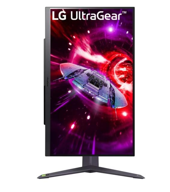 Монитор LG 27GR75Q-B, 27", UltraGear IPS 1ms (GtG), AG, QHD (2560x1440), 165Hz, HDR10, 1000:1, 300cd/m2, sRGB 99%, AMD Free-sync, NVIDIA G-Sync, HDMI, DP, Height Adjustable, Pivot, Tilt, Headphone Out, Black