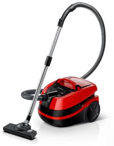 Перяща прахосмукачка Bosch BWD421PET, 3in1 vacuum cleaner for dry and wet cleaning, 2,5 lt dust container, 2100 W, HEPA H13, 12 m radius, liquid pick-up nozzles, parquet brush, turbo brush, mattress brush, water tank: 5 l, tornado red-black