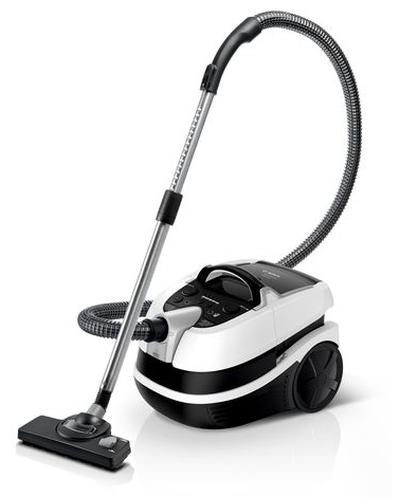 Перяща прахосмукачка Bosch BWD421PRO, 3in1 vacuum cleaner for dry and wet cleaning, 2,5 lt dust container, 2100 W, HEPA H13, 12 m radius, liquid pick-up nozzles, parquet brush, turbo brush, water tank: 5 l, white-black-silver