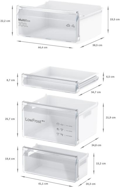 Хладилник Bosch KIV86NSE0 SER2 BI fridge-freezer, LowFrost, E, 177,2 x 54.1 cm, 267l(183+84), 35dB, Eco Airflow, BigBox, sliding hinge