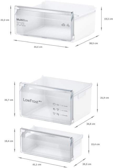 Хладилник Bosch KIV87NSE0 SER2 BI fridge-freezer, LowFrost, E, 177,2 x 54.1 cm, 270l(200+70), 35dB, Eco Airflow, BigBox, sliding hinge
