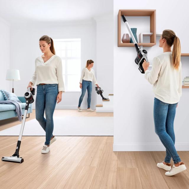 Прахосмукачка Bosch BCS612KA2, Cordless Handstick Vacuum Cleaner, Series 6, Unlimited 18Vmax, AllFloor Power brush, White