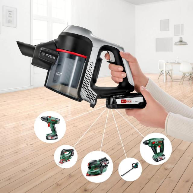 Прахосмукачка Bosch BCS612KA2, Cordless Handstick Vacuum Cleaner, Series 6, Unlimited 18Vmax, AllFloor Power brush, White