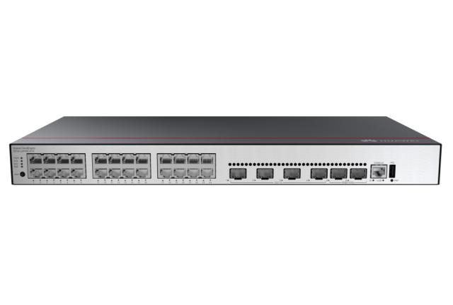 Комутатор Huawei S5735-L24P4XE-A-V2 (24*10/100/1000BASE-T ports, 4*10GE SFP+ ports, 2*12GE stack ports, PoE+, AC power)