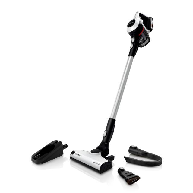 Прахосмукачка Bosch BCS61113, Cordless Handstick Vacuum Cleaner, Series 6, Unlimited 18Vmax, AllFloor Power brush, White