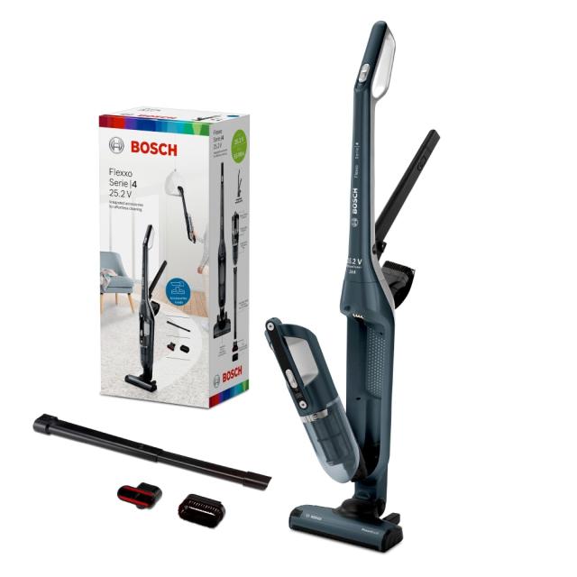 Прахосмукачка Bosch BCH3ALL25, Cordless Handstick Vacuum cleaner, 2 in 1, Flexxo 25.2V, built-in accessories, midnight sapphire metallic
