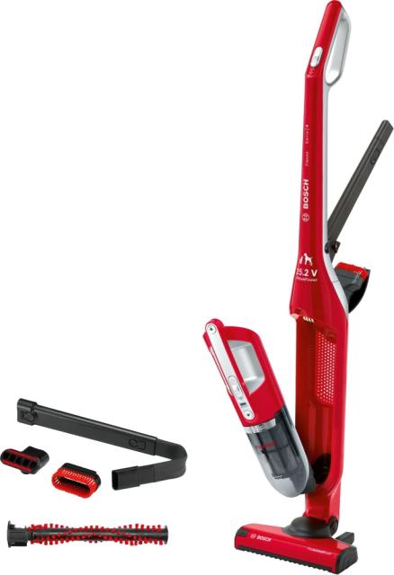Прахосмукачка Bosch BBH3ZOO25, Wireless Vacuum Cleaner, 2 in 1, with built-in pet accessory, tornado red