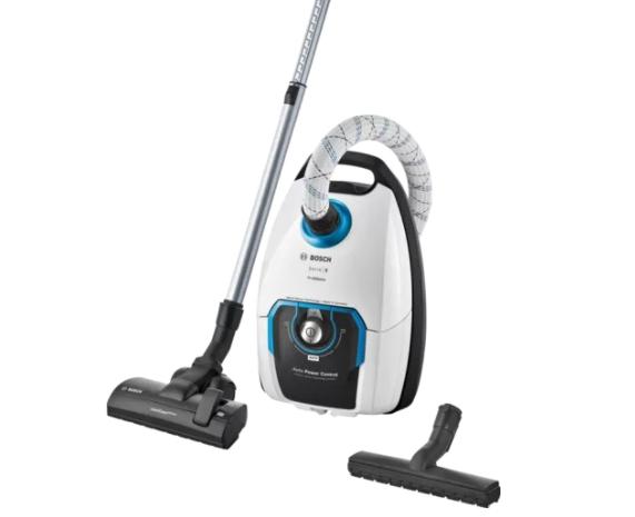 Прахосмукачка Bosch BGL8SIL5 Series 8, Vacuum cleaner with bag ProSilence, 5 l, Robust textile hose, White