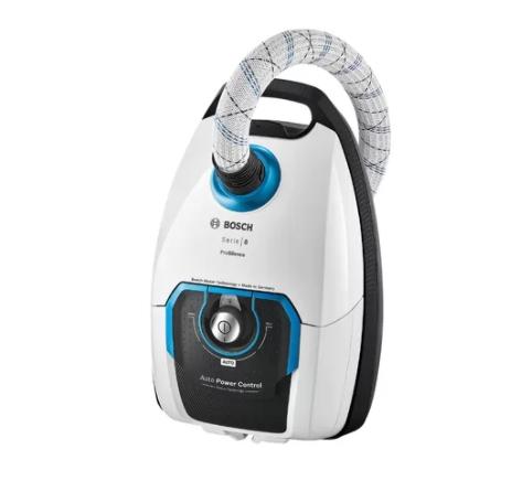 Прахосмукачка Bosch BGL8SIL5 Series 8, Vacuum cleaner with bag ProSilence, 5 l, Robust textile hose, White